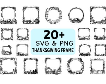 Thanksgiving Frame SVG PNG Bundle, Autumn Harvest Border Clipart