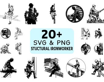 Pacote de imagens SVG e PNG de montador de estruturas metálicas, clipart de trabalhador da construção civil, arquivos para Cricut