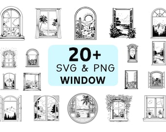 Window SVG PNG Bundle, Window Silhouette Clipart, Home Decor Vector