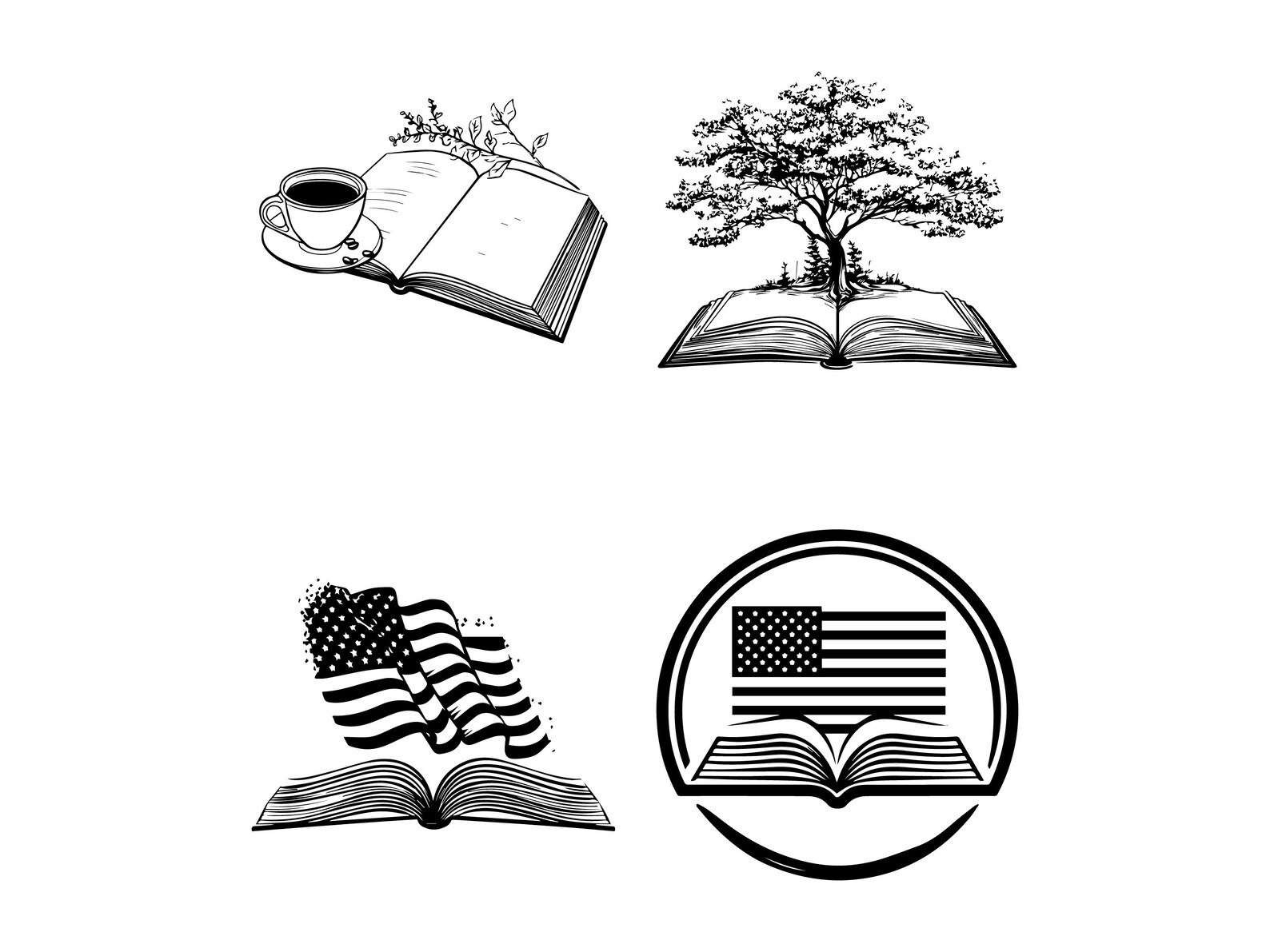 Open Book Silhouette SVG PNG Bundle, Reading Clipart Vector - Etsy
