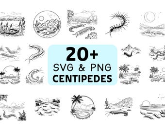 Centipede SVG PNG Bundle, Creepy Insect Clipart, Cricut Cut Files