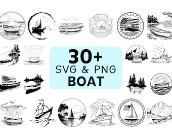 Boat Silhouette SVG PNG Bundle, Sailing Clipart, Nautical Cut Files, Ocean Vector for Cricut