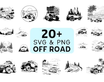 Off Road SVG PNG Bundle, 4x4 Truck & Jeep Silhouette, Cricut Cut Files