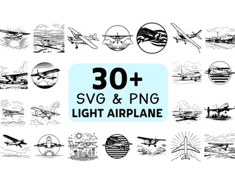 Light Airplane SVG PNG Bundle, Small Aircraft Clipart, Cricut Cut File