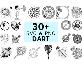Dart Silhouette SVG PNG Bundle, Target Clipart, Bar Game Cut Files, Dartboard Vector for Cricut
