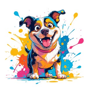 Cute Cartoon Dog Digital Art | Colorful Printable Wall Art | Pet Portrait Illustration | Happy Dog Decor | Instant Download for Dog Lovers