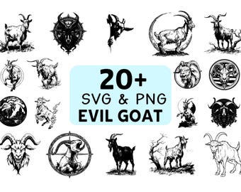 Evil Goat SVG PNG Bundle, Dark Occult Clipart , Cricut Cut File