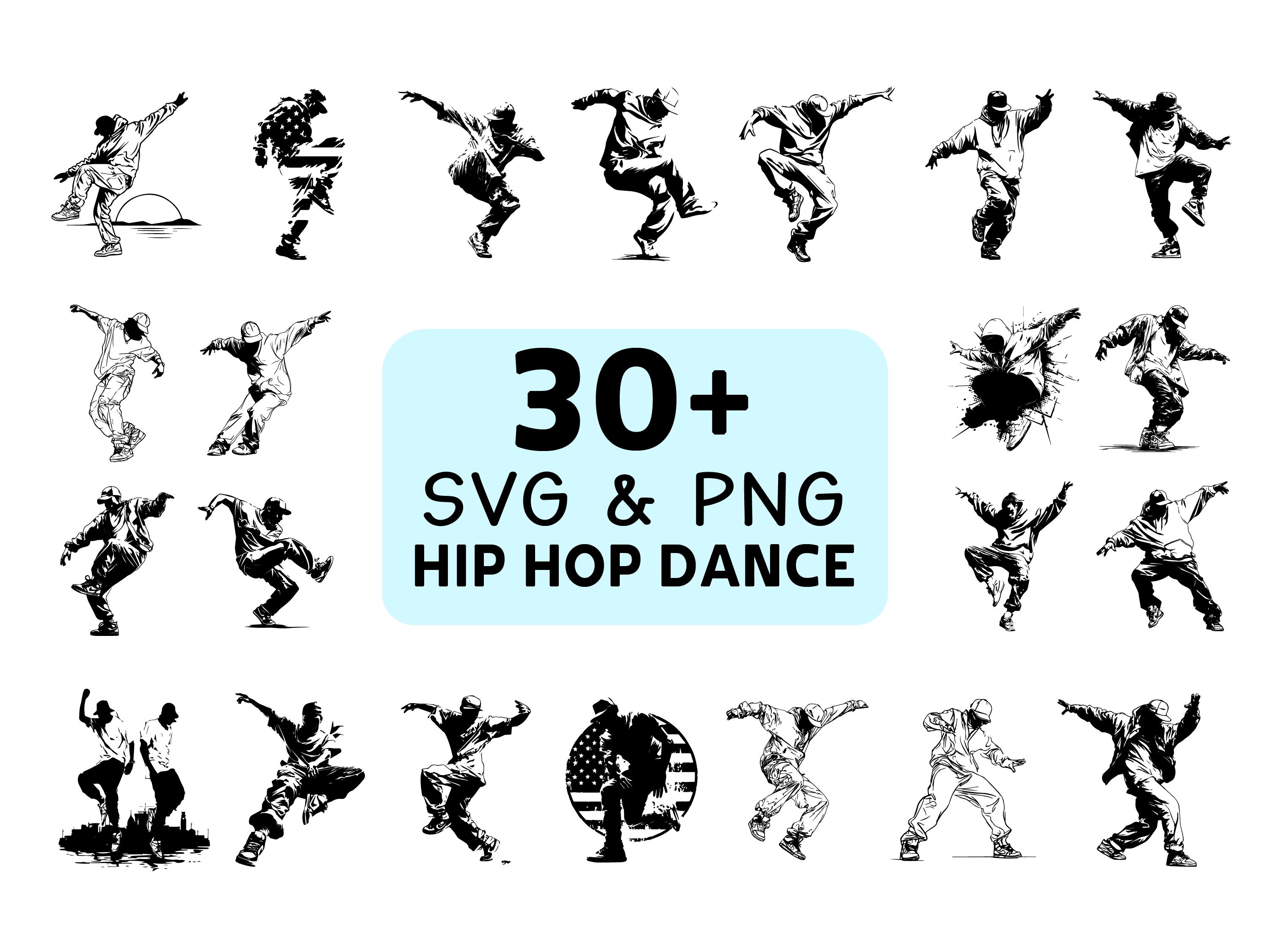 Hip Hop Dance Silhouette SVG PNG Bundle, Street Dancer Clipart, image size:3000x2250