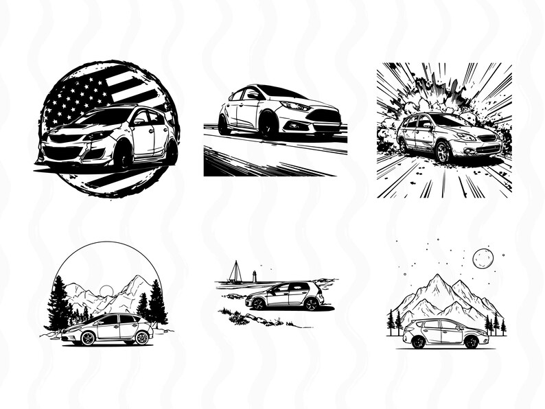 Hatchback Car SVG PNG Bundle, Compact Auto Clipart - Etsy