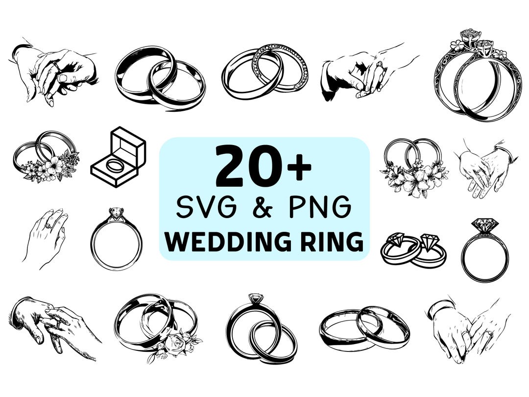 Wedding Ring SVG PNG Bundle, Engagement Ring Clipart, Cricut Cut Files ...
