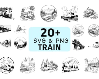 Pacote de Silhuetas de Trem em SVG e PNG, Clipart Ferroviário, Arquivos de Corte para Cricut