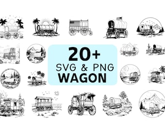 Wagon SVG PNG Bundle, Vintage Farm Wagon Clipart, Cricut Cut Files