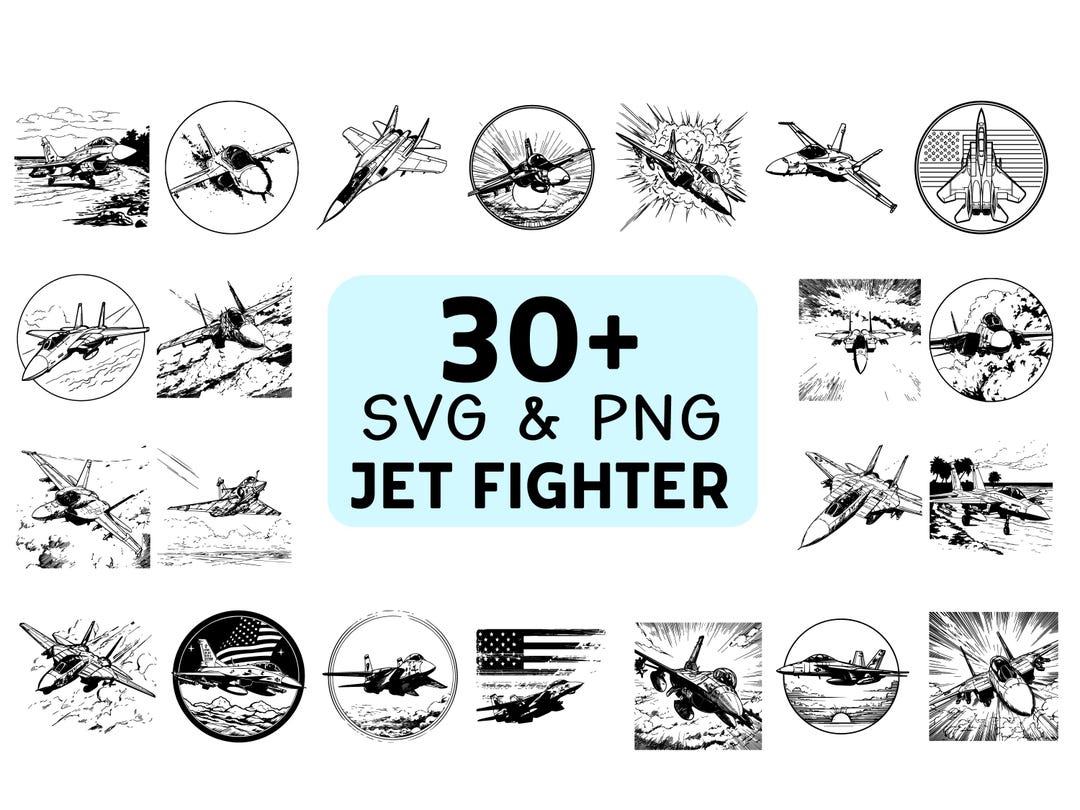 Jet File Jet Fighter SVG PNG Bundle, Military Aircraft Clipart, Cricut Cut Files ...