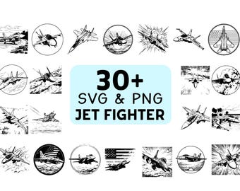 Jet Fighter SVG PNG Bundle, Military Aircraft Clipart, Cricut Cut Files