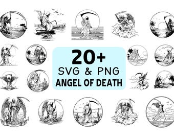 Angel of Death SVG PNG Bundle, Grim Reaper Angel Clipart, Cricut Cut Files