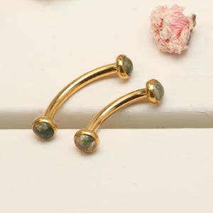 Water Grass Agate 16/18g Curved Bar Cartilage Piercing-Jewelry Rook Earring Cartilage Earring-Lip Barbell Eyebrow-Jewelry