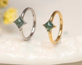 Moss Agate Seamless Hoop Hinged Clicker Ring 16G 8/10mm Nose Hoop Surgical Steel