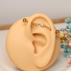 Cartilage Earrings Industrial Chain Piercing Jewelry Surgical Steel 14G 38mm Industrial Barbell Conch Helix