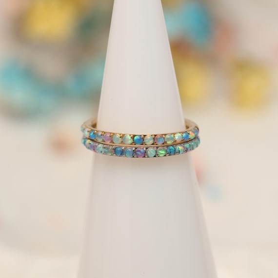 Mixed Opal Seamless Hoop: 16G Surgical Steel Clicker Ring