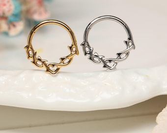 Thorn Branch Septum Clicker Nose Ring Surgical Steel Helix Cartilage Daith Earring Piercing