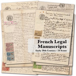French Legal Manuscripts 1910–1940s - Antique Court Documents - 24 Scans Front & Back - Vintage Ephemera Digital Set