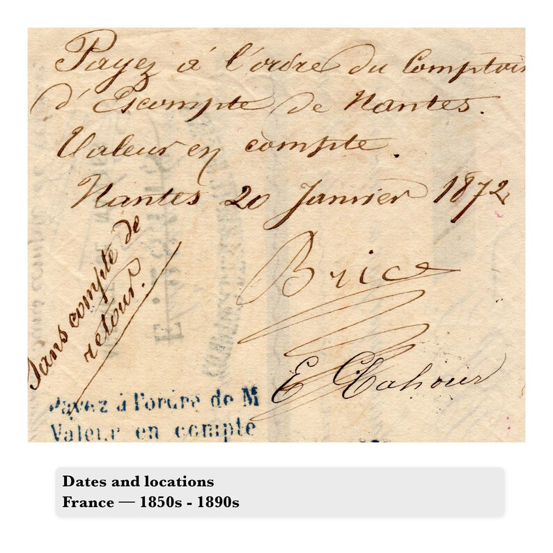 24 Vintage French Documents (1850s–1890s) – Printable Antique Paper for ...