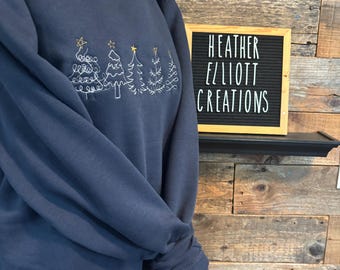 Sudadera con bordado de árboles de Navidad en espiral, camiseta navideña