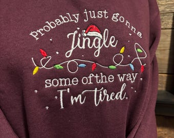 Sudadera navideña bordada color granate, humor navideño divertido