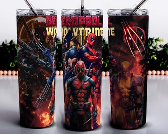 Diseño PNG para envoltorio de vaso de Deadpool | Envoltorio de vaso de dibujos animados | Diseño de sublimación de 20 oz | Diseño de vaso de Deadpool | Descarga instantánea de Deadpool PNG