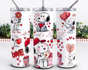 Adesivo para copo térmico de 590ml com desenho animado para o Dia dos Namorados - Design PNG para sublimação