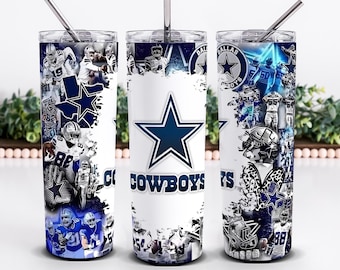 Design PNG para copo térmico dos Cowboys, design para sublimação de time esportivo de 20 oz, download digital