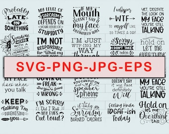 20 Sarcastic SVG Bundle, Funny SVG bundle, Sarcasm SVG bundle, Sassy Svg quotes shirts, Funny mom gift, Funny mom Png, Silhouette, Cricut