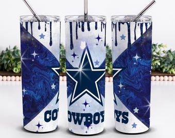 Adesivo para copo térmico Cowboys de 591ml, design de sublimação esportivo Cowboys para copo térmico de 591ml, adesivo PNG para copo térmico fino, design PNG de sublimação para copo térmico de time esportivo
