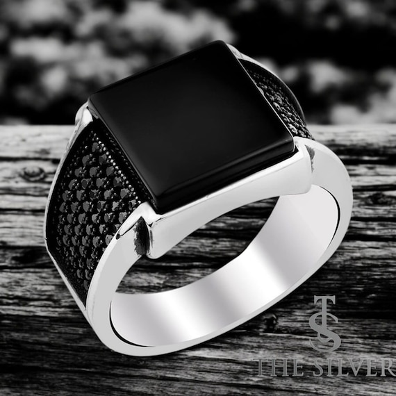 Handmade Pure 925 SILVER Men Ring Onyx Stone Wedding Jewelry - Etsy