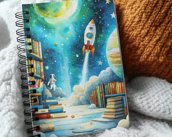 Astronaut Rocket Journal, Galaxy Notebook, Book Dreamer Stationery, Colorful Outer Space Theme, School Gift