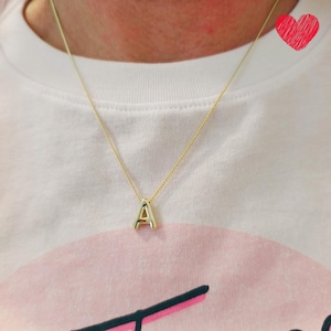 Collar con letra de globo – Colgante con inicial de la A a la Z en acero inoxidable 3D – Collar unisex – Joyería con letra de globo – Regalo personalizado para ella