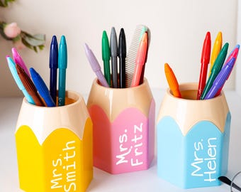 Aangepaste naam potloodhouder, opbergdoos kleurpotloden, lerarencadeau, cadeau voor schoolverlaters, bedankjes leraar, cadeaus leraar waardering