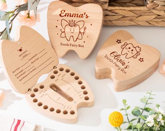 Custom Engraved Tooth Fairy Box, Baby Tooth Box, Milk Tooth Box, Baby Shower Gifts, Tooth Keepsake Box, Gifts for Kids,Kids Birthday Gifts