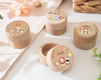 ZXCHOE 1 Pc Ilk Tooth Box Tooth Fairy Box Cute Wooden 3D Carved Teeth