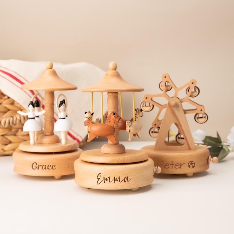 Custom Wooden Musical Box,Unique Gifts for Kid,Keepsake Gift,Baby Shower Gift,Holiday Gift,Nursery Decor,Christmas Musical Box Gift,Birthday image 13