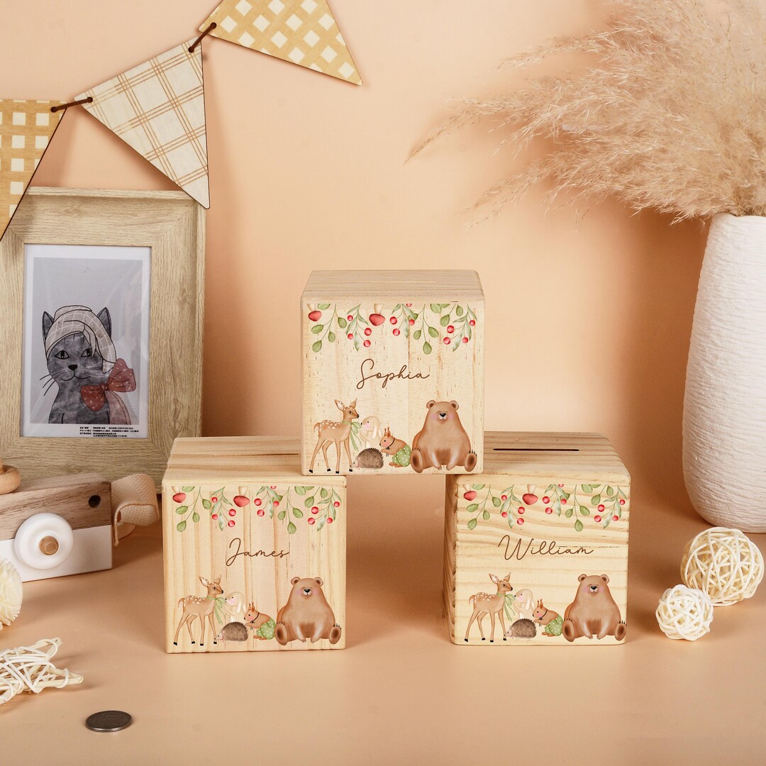 Custom Money Box for Kids,cion Box,wooden Money Box With Name, Kids ...