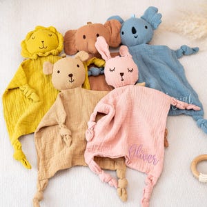 Personalised Muslin Baby Comforter Embroidered Name, Security Blanket,Embroidered Baby Comforter,Baby Shower Gifts, Baby Gifts for New Moms