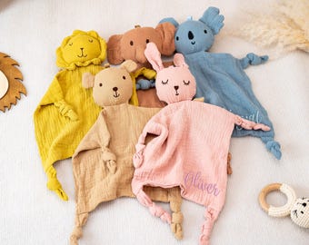 Personalised Muslin Baby Comforter Embroidered Name, Security Blanket,Embroidered Baby Comforter,Baby Shower Gifts, Baby Gifts for New Moms