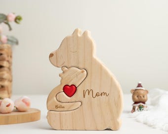 First Mothers Day Gifts, Custom Wooden Mom and Baby Bear Puzzle, Family Home Decor, New Mom Gifts, Daughters First Mothers Day, Bear Mom
