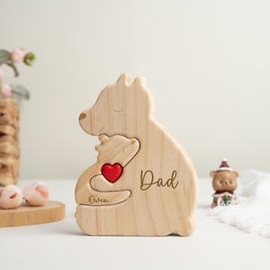 First Fathers Day Gifts, Custom Wooden Dad and Baby Bear Puzzle, Family Home Decor, New Dad Gifts, Fathers Day Gifts from Baby,Gifts for Dad