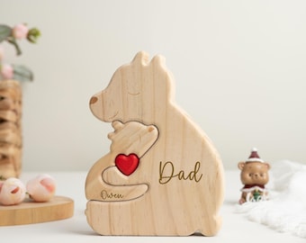 Cadeaux pour une première fête des pères, Puzzle en bois personnalisé pour papa et bébé ours, Décoration d'intérieur familiale, Cadeaux pour un nouveau papa, Cadeaux fête des pères pour bébé, Cadeaux pour papa