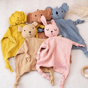 Personalised Muslin Baby Comforter Embroidered Name, Security Blanket,Embroidered Baby Comforter,Baby Shower Gifts, Baby Gifts for New Moms