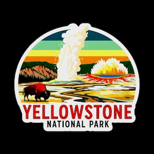 Yellowstone National Park Waterproof Vinyl Sticker – USA Travel Decal for Water Bottle, Laptop, Car