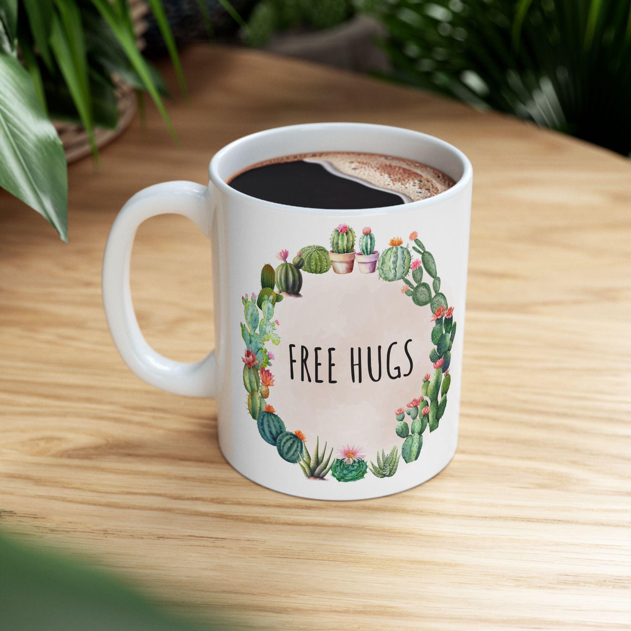 Taza De Cerámica Con Diseño De Cactus - Capacidad 320 Ml, Apta Microondas Y Lavavajillas, Regalo Divertido