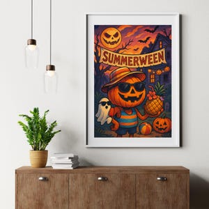 Spooky Summer Pumpkin - Summerween Printable Art | Halloween Fun | Home decor | Wall art | Games room | Instant Download